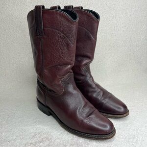 Dan Post Leather Western Roper Boots-Oxblood Burgundy-Women’s 6-Boho-Festival